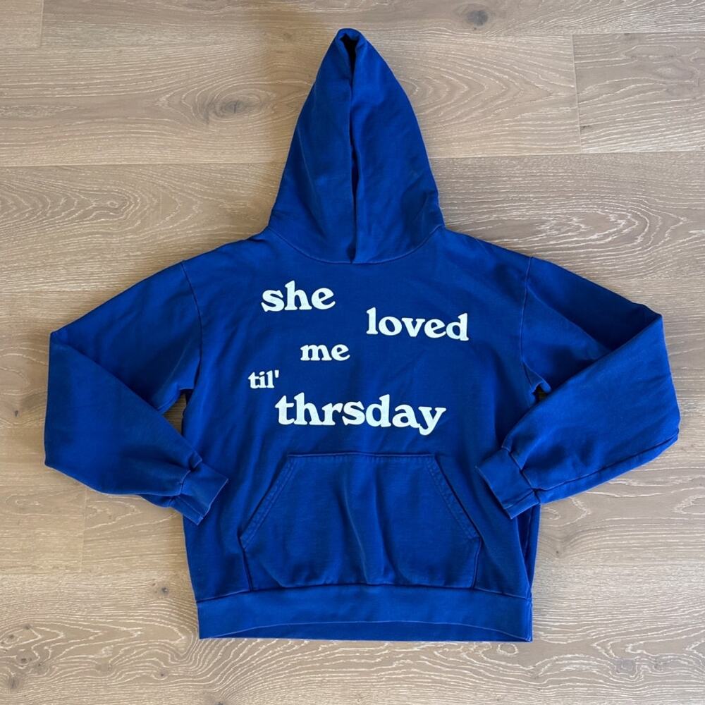 Thrsday David Dobrik Merch Graphic Pizza Hoodie Size L in Blue